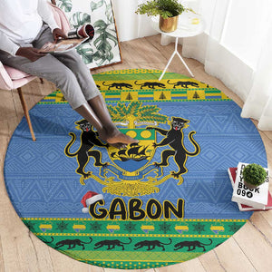 Afro Gabon Christmas Round Carpet Coat Of Arm Mix African Pattern