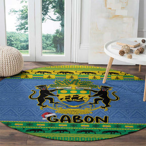 Afro Gabon Christmas Round Carpet Coat Of Arm Mix African Pattern