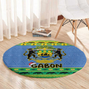 Afro Gabon Christmas Round Carpet Coat Of Arm Mix African Pattern