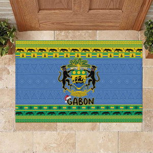 Afro Gabon Christmas Rubber Doormat Coat Of Arm Mix African Pattern