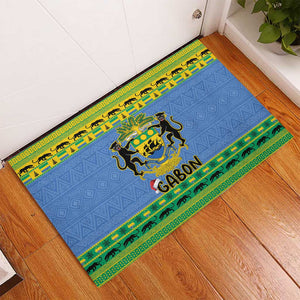 Afro Gabon Christmas Rubber Doormat Coat Of Arm Mix African Pattern