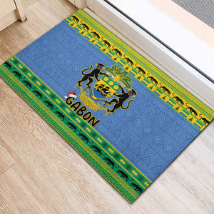 Afro Gabon Christmas Rubber Doormat Coat Of Arm Mix African Pattern