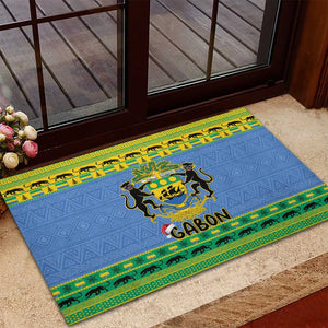 Afro Gabon Christmas Rubber Doormat Coat Of Arm Mix African Pattern