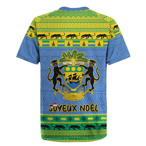 Afro Gabon Christmas Rugby Jersey Coat Of Arm Mix African Pattern