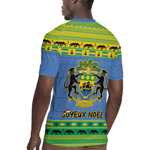 Afro Gabon Christmas Rugby Jersey Coat Of Arm Mix African Pattern