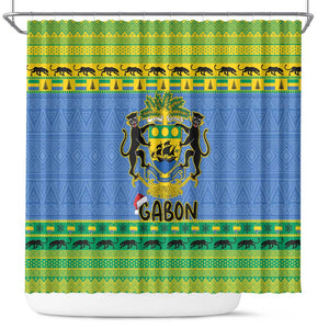 Afro Gabon Christmas Shower Curtain Coat Of Arm Mix African Pattern