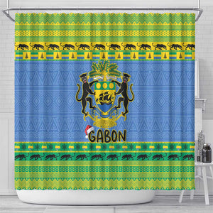 Afro Gabon Christmas Shower Curtain Coat Of Arm Mix African Pattern