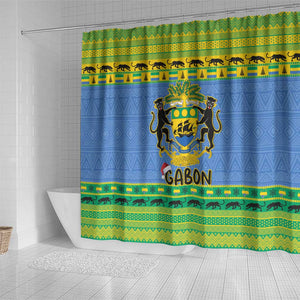 Afro Gabon Christmas Shower Curtain Coat Of Arm Mix African Pattern