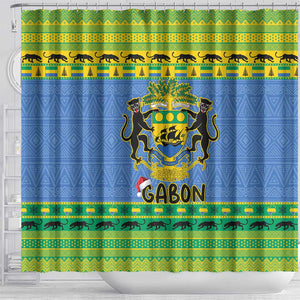 Afro Gabon Christmas Shower Curtain Coat Of Arm Mix African Pattern