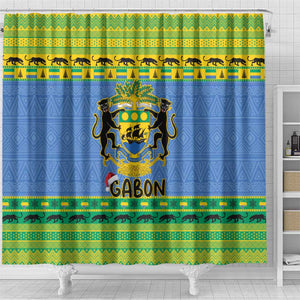 Afro Gabon Christmas Shower Curtain Coat Of Arm Mix African Pattern