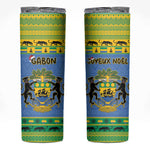 Afro Gabon Christmas Skinny Tumbler Coat Of Arm Mix African Pattern