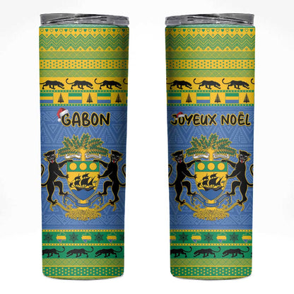 Afro Gabon Christmas Skinny Tumbler Coat Of Arm Mix African Pattern