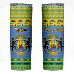 Afro Gabon Christmas Skinny Tumbler Coat Of Arm Mix African Pattern