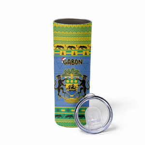 Afro Gabon Christmas Skinny Tumbler Coat Of Arm Mix African Pattern