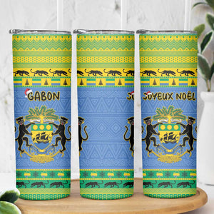 Afro Gabon Christmas Skinny Tumbler Coat Of Arm Mix African Pattern