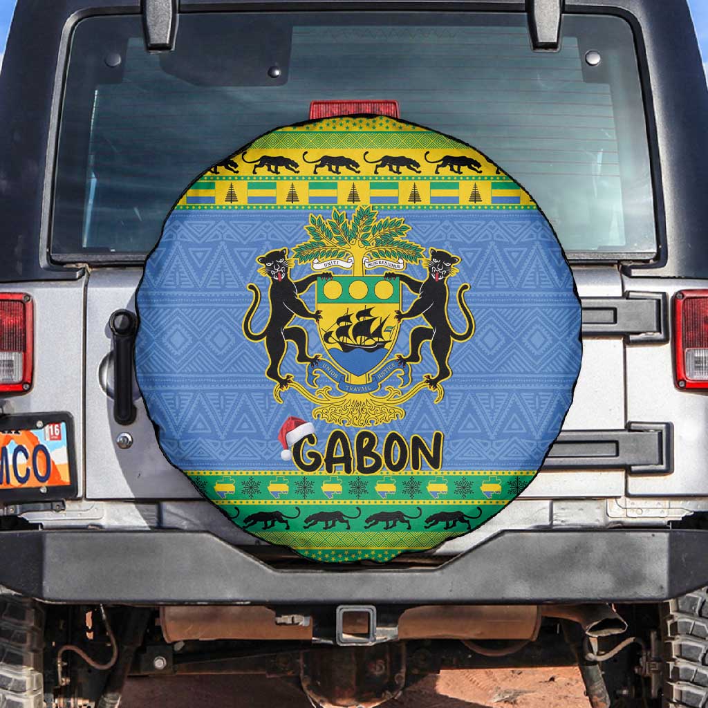 Afro Gabon Christmas Spare Tire Cover Coat Of Arm Mix African Pattern