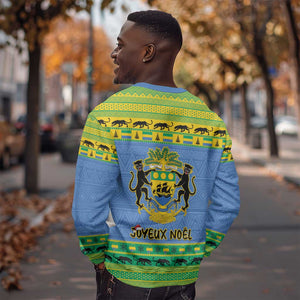 Afro Gabon Christmas Sweatshirt Coat Of Arm Mix African Pattern