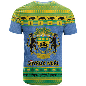 Afro Gabon Christmas T shirt Coat Of Arm Mix African Pattern