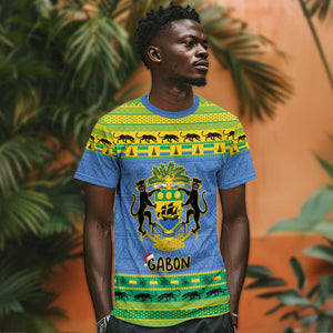 Afro Gabon Christmas T shirt Coat Of Arm Mix African Pattern