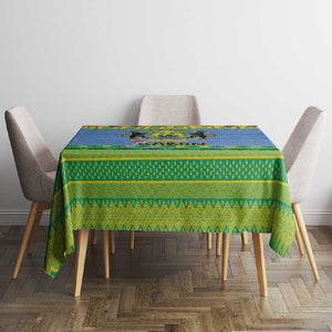 Afro Gabon Christmas Tablecloth Coat Of Arm Mix African Pattern