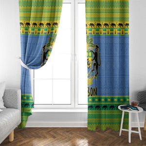 Afro Gabon Christmas Window Curtain Coat Of Arm Mix African Pattern