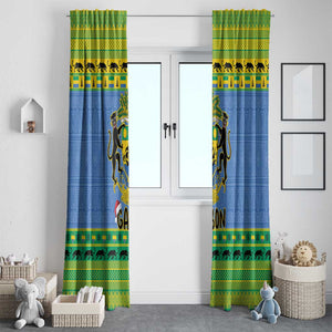 Afro Gabon Christmas Window Curtain Coat Of Arm Mix African Pattern