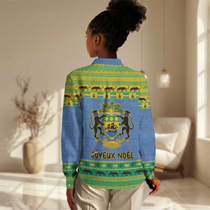 Afro Gabon Christmas Women Casual Shirt Coat Of Arm Mix African Pattern