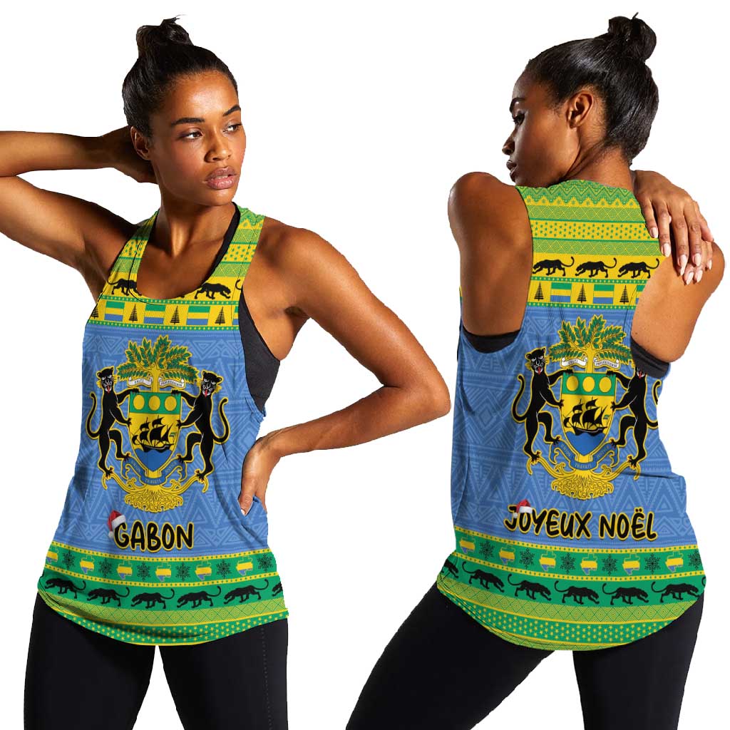 Afro Gabon Christmas Women Racerback Tank Coat Of Arm Mix African Pattern