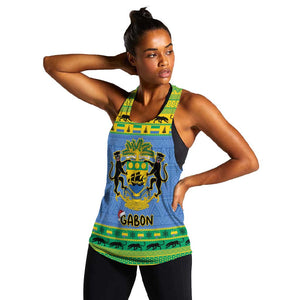 Afro Gabon Christmas Women Racerback Tank Coat Of Arm Mix African Pattern