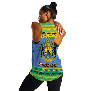 Afro Gabon Christmas Women Racerback Tank Coat Of Arm Mix African Pattern