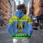 Afro Gabon Christmas Zip Hoodie Coat Of Arm Mix African Pattern