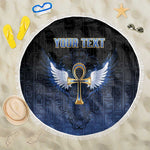 Personalised Egyptian Ankh Beach Blanket Egypt Hieroglyphs Pattern