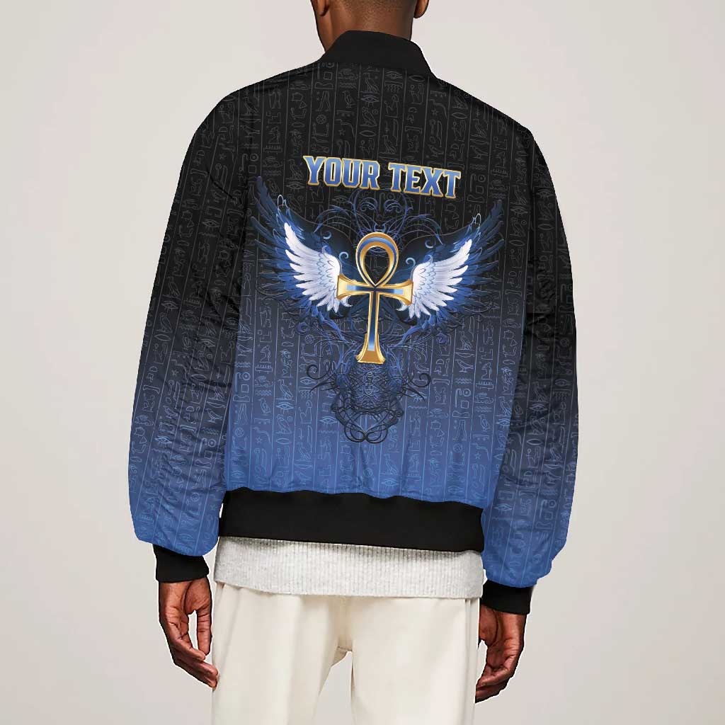 Personalised Egyptian Ankh Bomber Jacket Egypt Hieroglyphs Pattern
