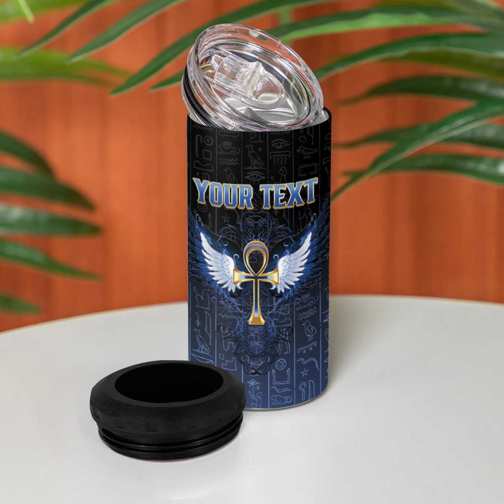Personalised Egyptian Ankh 4 in 1 Can Cooler Tumbler Egypt Hieroglyphs Pattern