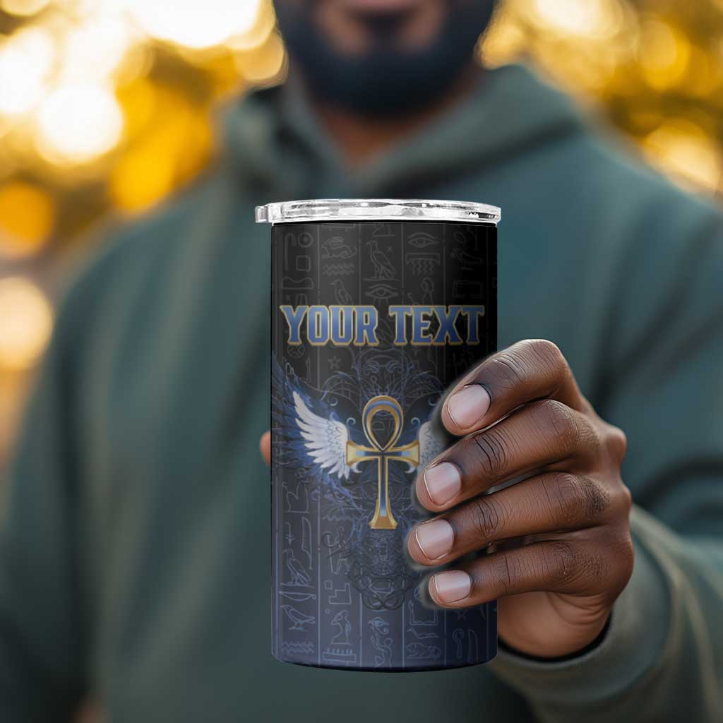 Personalised Egyptian Ankh 4 in 1 Can Cooler Tumbler Egypt Hieroglyphs Pattern