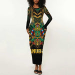 Ancient Egypt Long Sleeve Bodycon Dress Anubis Egyptian LT15