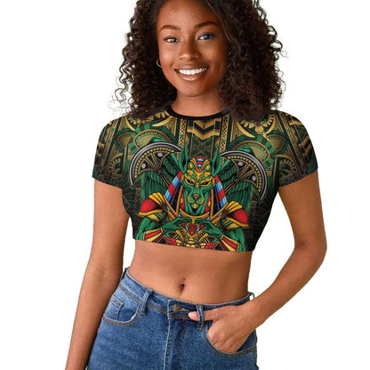 Ancient Egypt Raglan Cropped T shirt Anubis Egyptian