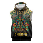 Ancient Egypt Sleeveless Zip Hoodie Anubis Egyptian - African Pride