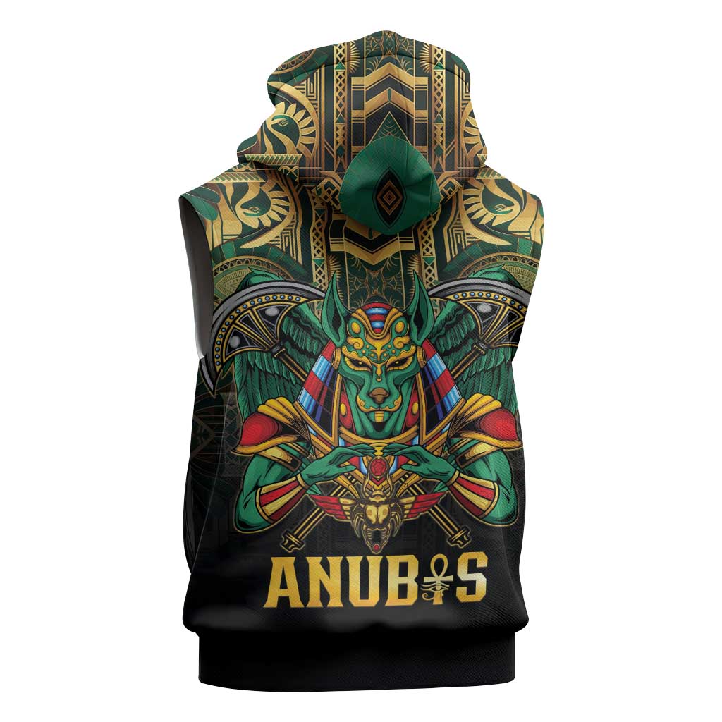 Ancient Egypt Sleeveless Zip Hoodie Anubis Egyptian - African Pride