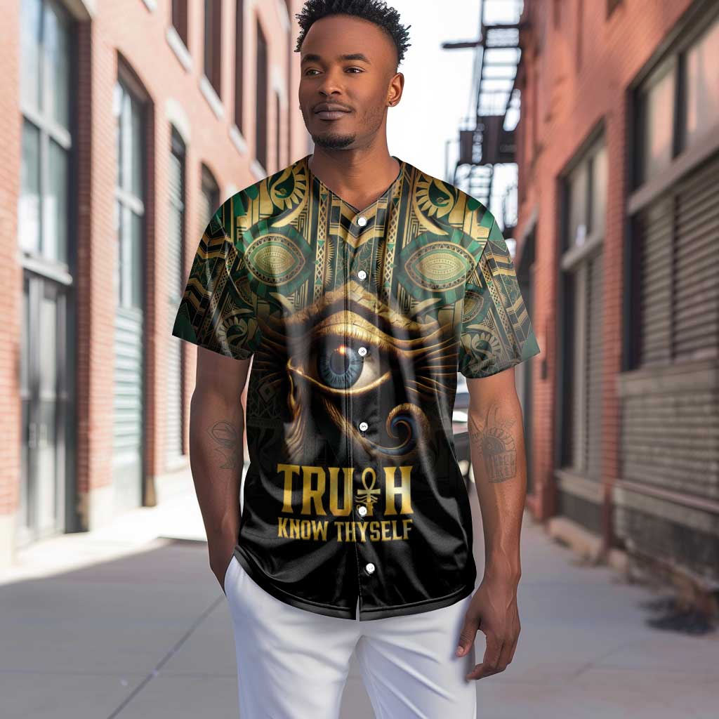 Egypt Eye of Horus Baseball Jersey Golden Ancient Egypt Pattern