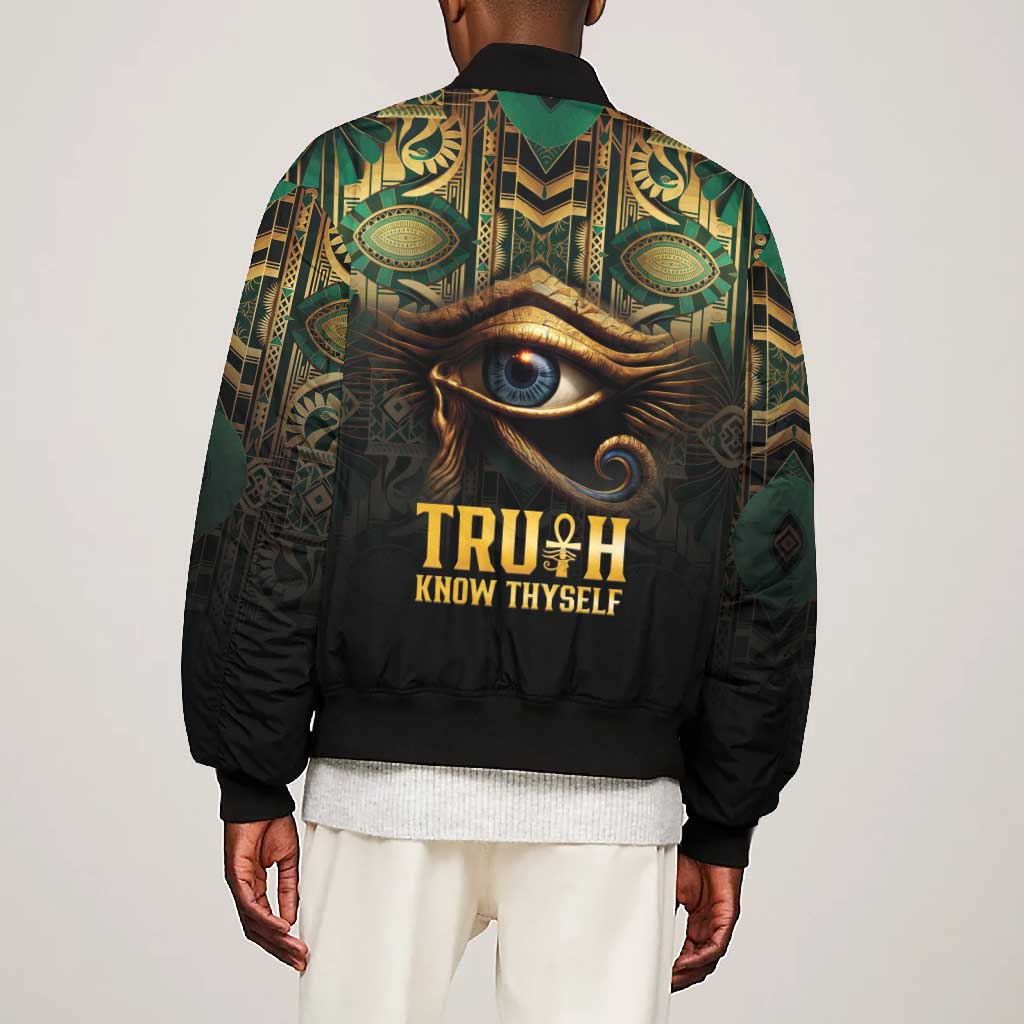 Egypt Eye of Horus Bomber Jacket Golden Ancient Egypt Pattern