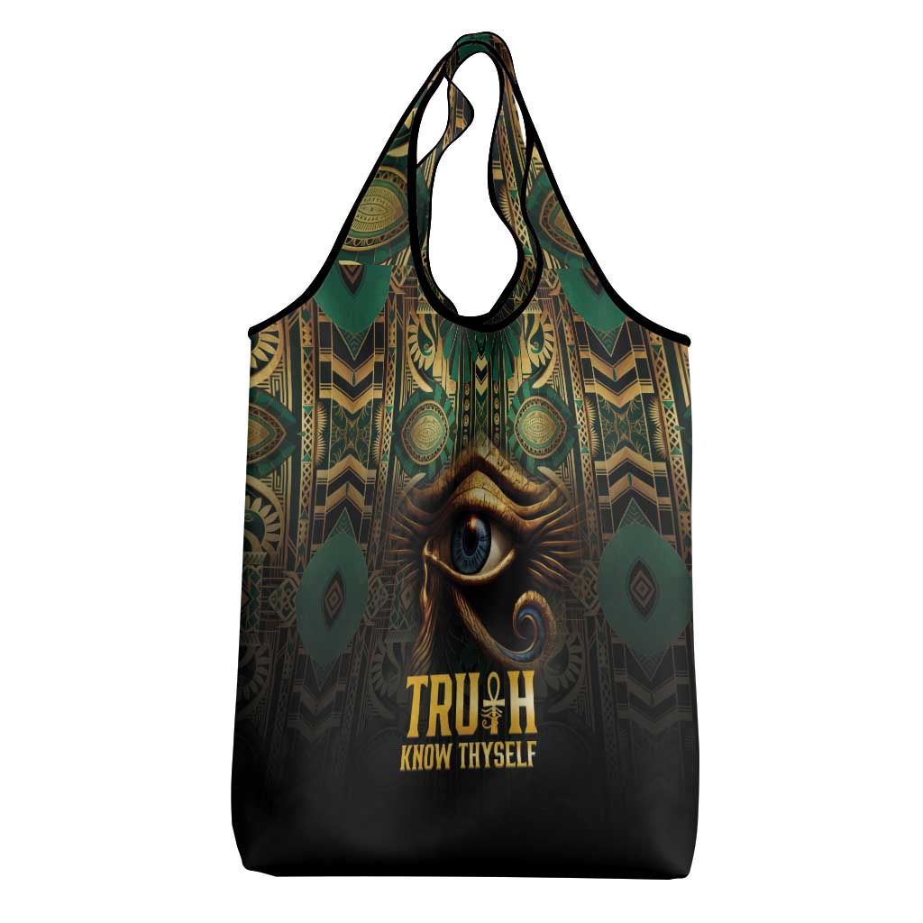 Egypt Eye of Horus Grocery Bag Golden Ancient Egypt Pattern