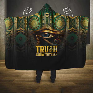 Egypt Eye of Horus Hooded Blanket Golden Ancient Egypt Pattern