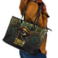 Egypt Eye of Horus Leather Tote Bag Golden Ancient Egypt Pattern