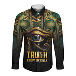 Egypt Eye of Horus Long Sleeve Button Shirt Golden Ancient Egypt Pattern