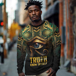 Egypt Eye of Horus Long Sleeve Shirt Golden Ancient Egypt Pattern