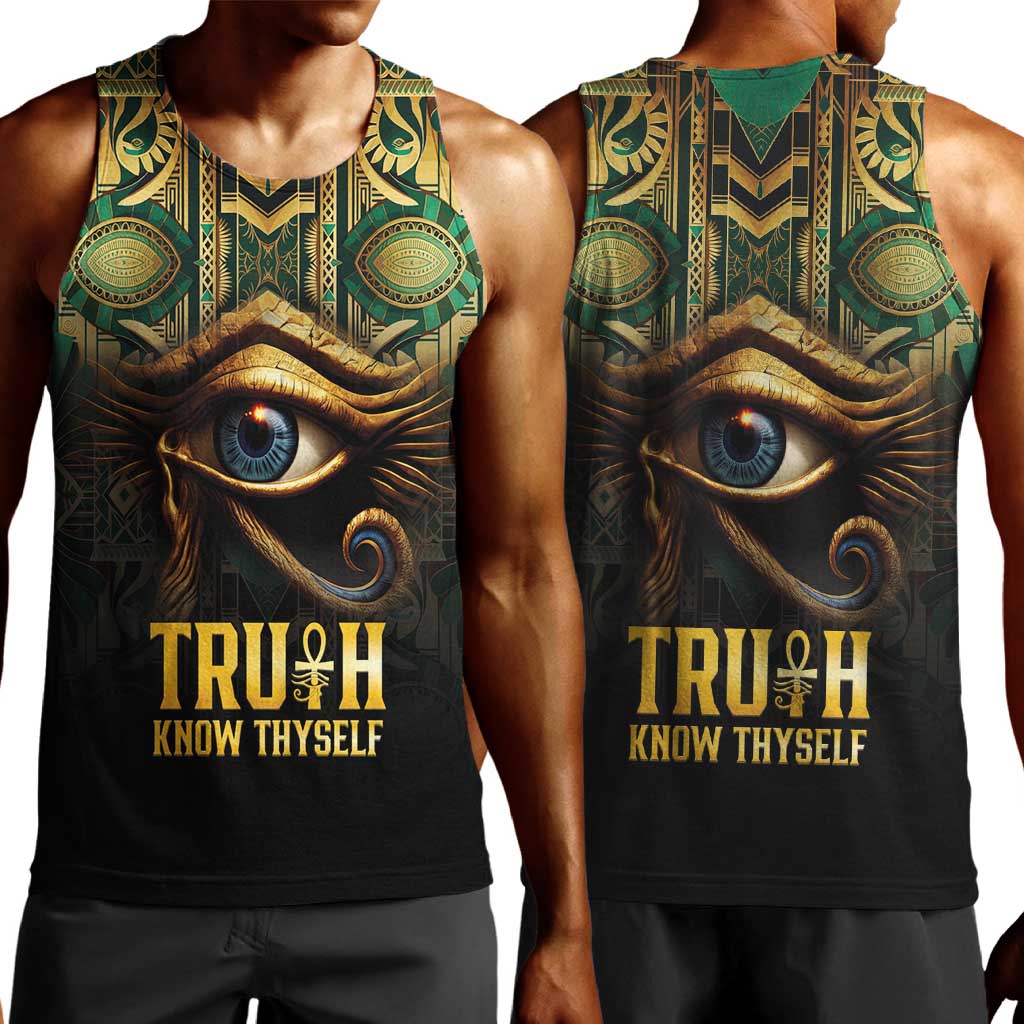Egypt Eye of Horus Men Tank Top Golden Ancient Egypt Pattern