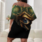 Egypt Eye of Horus Off Shoulder Short Dress Golden Ancient Egypt Pattern