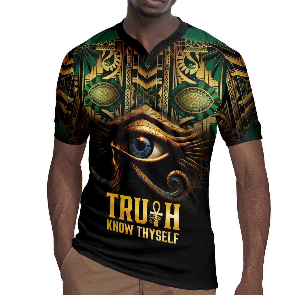 Egypt Eye of Horus Rugby Jersey Golden Ancient Egypt Pattern