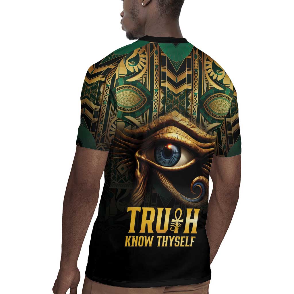 Egypt Eye of Horus Rugby Jersey Golden Ancient Egypt Pattern